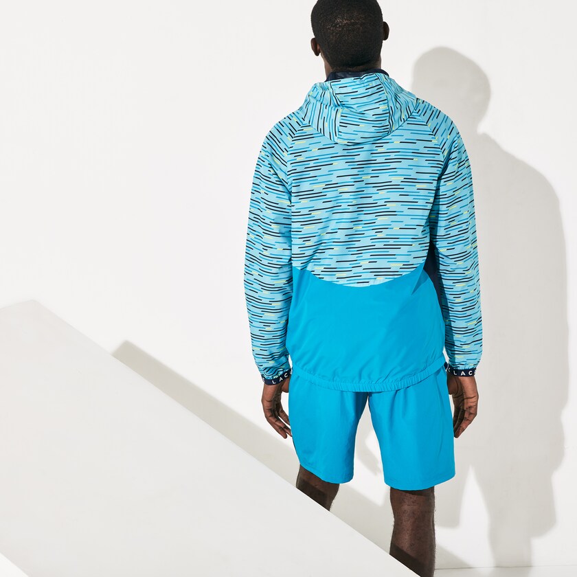 Cortavientos Lacoste SPORT Hooded Tennis Hombre Turquesa Azul Marino Azules Turquesa Amarillos Blancos | OS1-72047E5