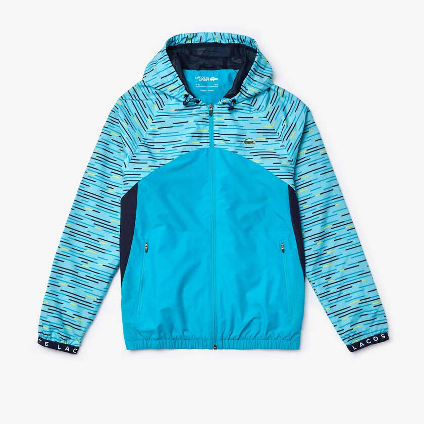 Cortavientos Lacoste SPORT Hooded Tennis Hombre Turquesa Azul Marino Azules Turquesa Amarillos Blancos | OS1-72047E5