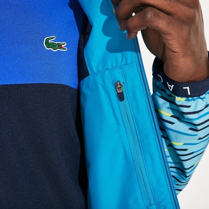 Cortavientos Lacoste SPORT Hooded Tennis Hombre Turquesa Azul Marino Azules Turquesa Amarillos Blancos | OS1-72047E5