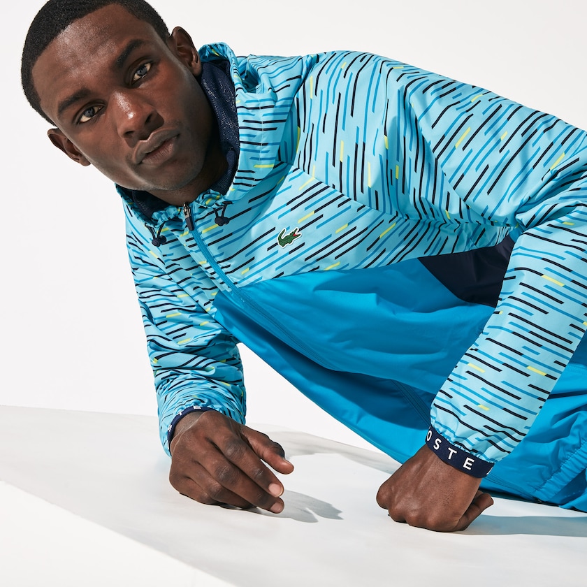 Cortavientos Lacoste SPORT Hooded Tennis Hombre Turquesa Azul Marino Azules Turquesa Amarillos Blancos | OS1-72047E5