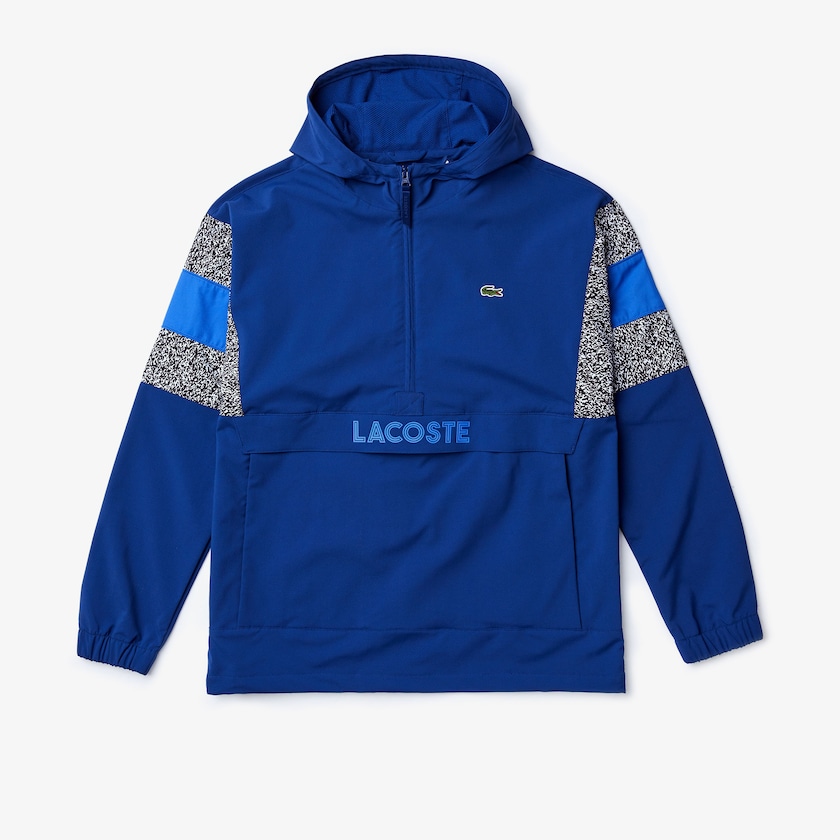 Cortavientos Lacoste SPORT Print-Blocked Performance Hombre Azul Marino Azules Negros Blancos Azules | JD1-07830S7