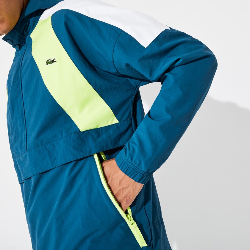 Cortavientos Lacoste SPORT Pullover Hombre Azules Amarillos Blancos | XC7-29052U6