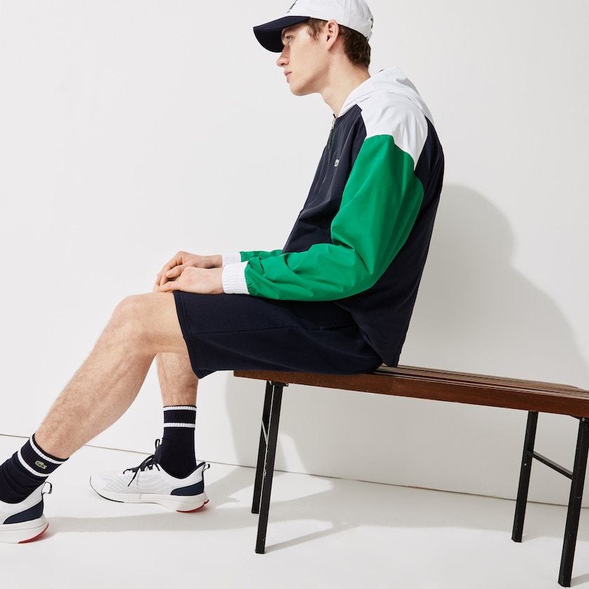 Cortavientos Lacoste SPORT Roland Garros Zip-Up Hombre Azul Marino Azules Verdes Blancos | GC6-51175D6