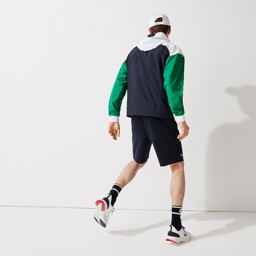 Cortavientos Lacoste SPORT Roland Garros Zip-Up Hombre Azul Marino Azules Verdes Blancos | GC6-51175D6