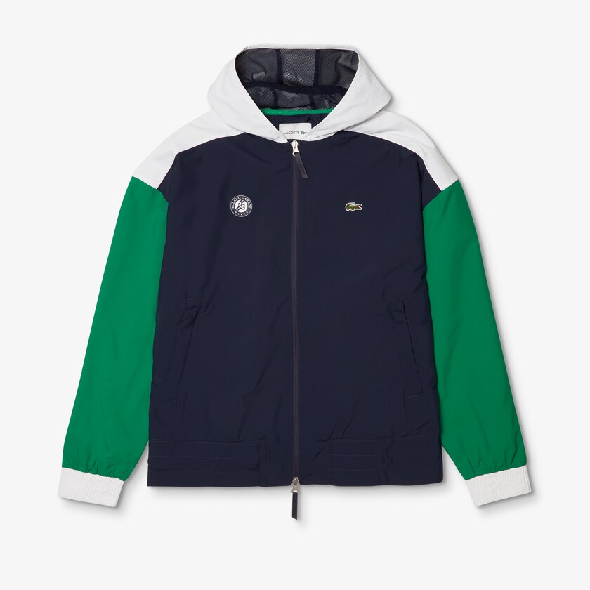 Cortavientos Lacoste SPORT Roland Garros Zip-Up Hombre Azul Marino Azules Verdes Blancos | GC6-51175D6