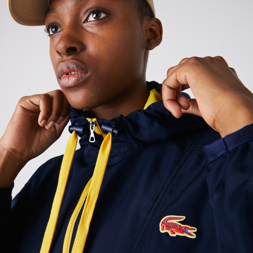 Cortavientos Lacoste SPORT Water-Resistant Pullover Mujer Azul Marino Azules Amarillos | AT7-85998X0