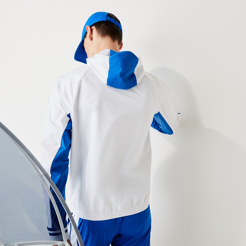 Cortavientos Lacoste SPORT x Novak Djokovic Lightweight Hombre Blancos Azules | YO3-48334H9