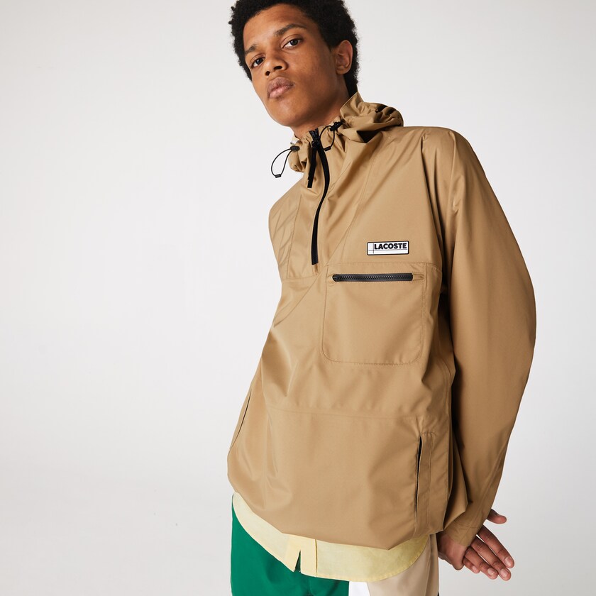 Cortavientos Lacoste Water-Resistant Hooded Hombre Beige | KP3-55915U5