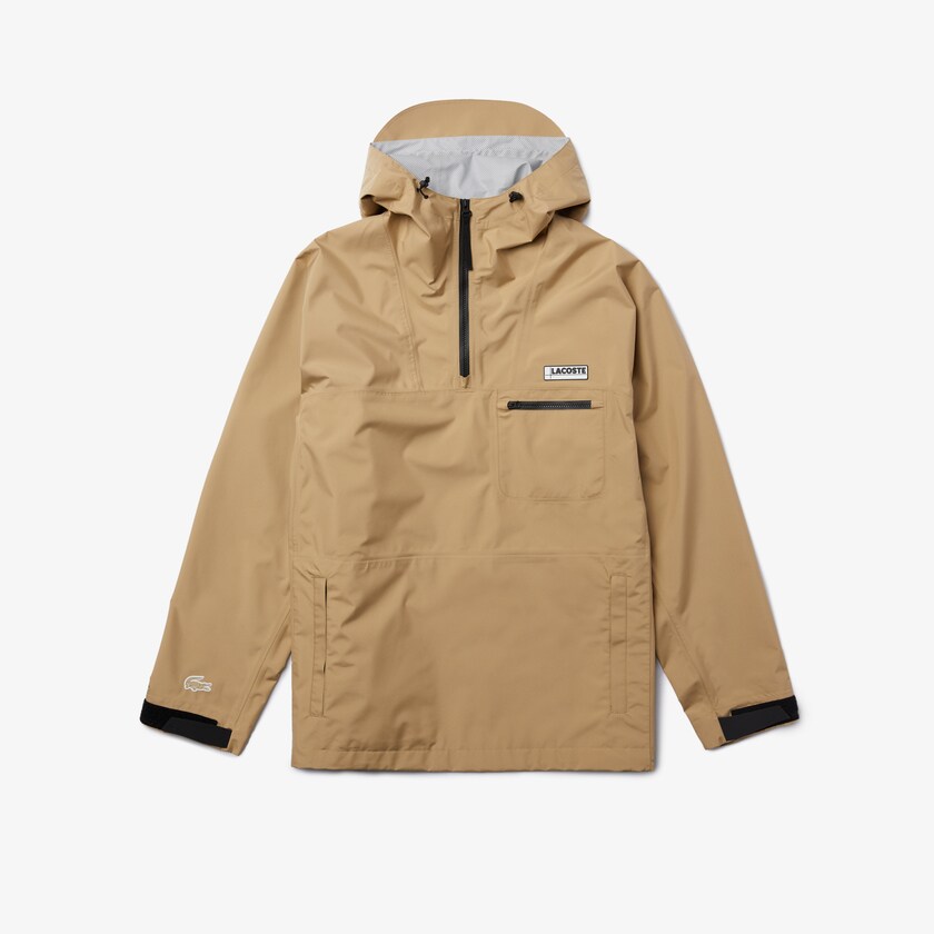 Cortavientos Lacoste Water-Resistant Hooded Hombre Beige | KP3-55915U5