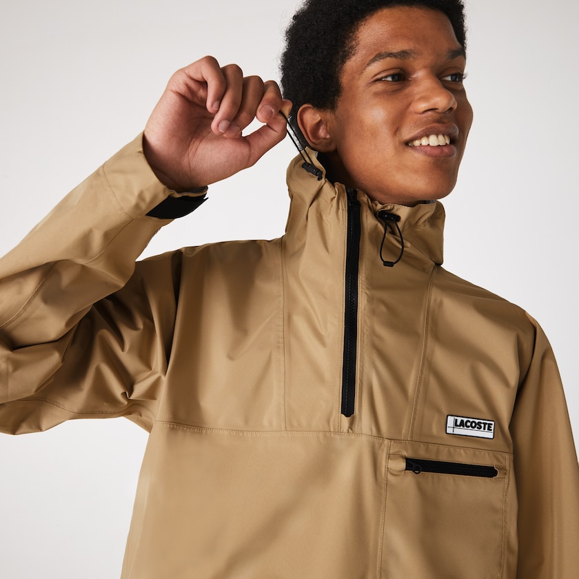 Cortavientos Lacoste Water-Resistant Hooded Hombre Beige | KP3-55915U5