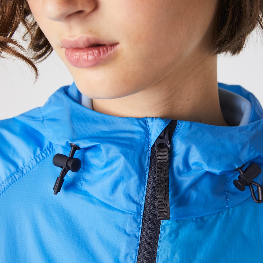 Cortavientos Lacoste Zippered Lightweight Transparent Hooded Mujer Azules Azul Marino Azules | FI7-25742L9