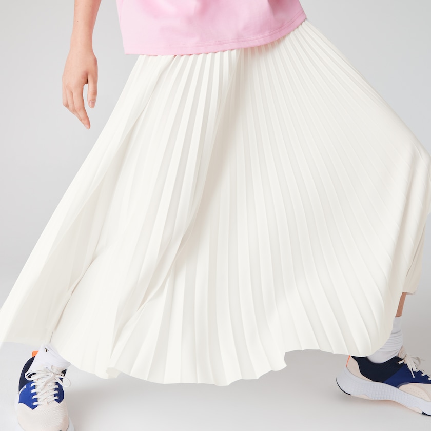 Falda Lacoste Branded Elasticised Pleated Mujer Blancos | KU4-49334T9