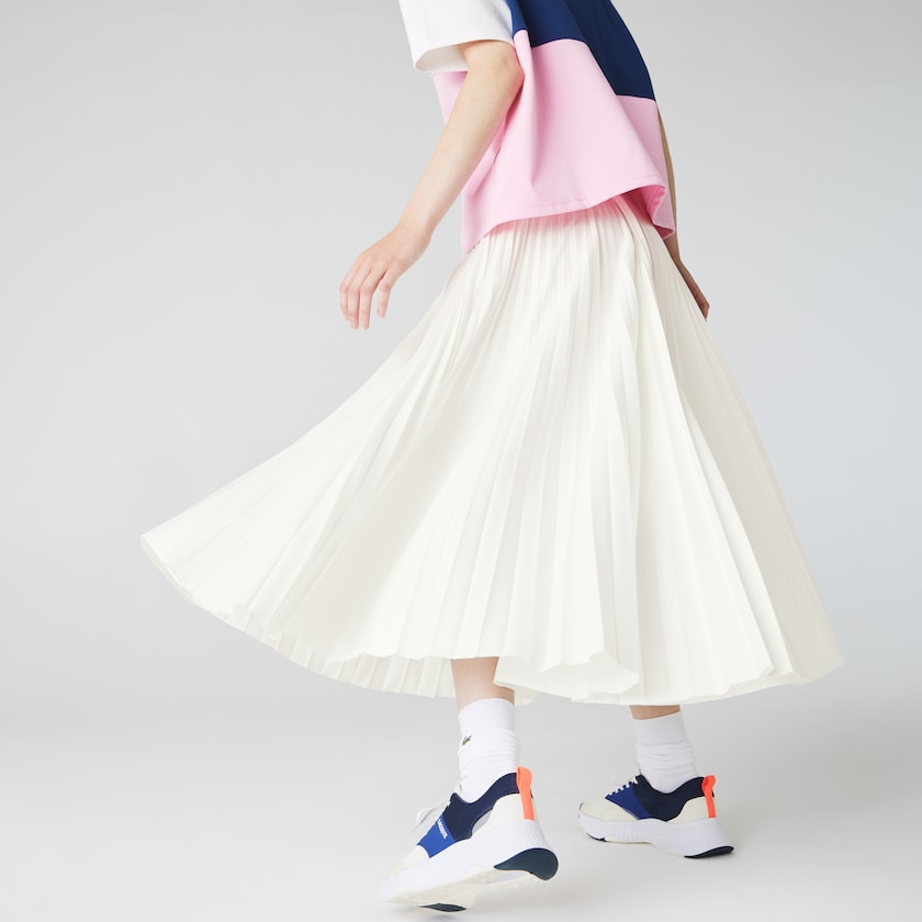 Falda Lacoste Branded Elasticised Pleated Mujer Blancos | KU4-49334T9