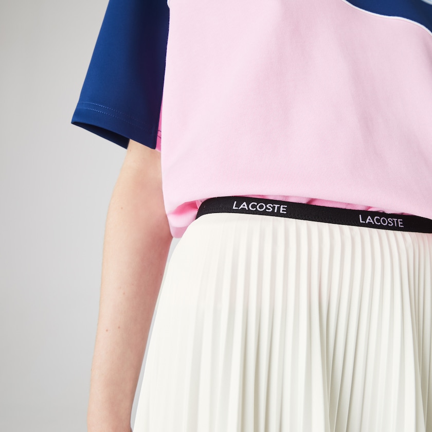 Falda Lacoste Branded Elasticised Pleated Mujer Blancos | KU4-49334T9