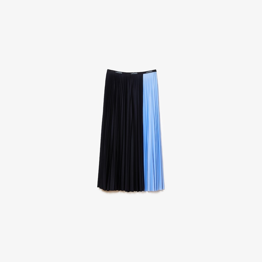 Falda Lacoste Colorblock Midi Pleated Mujer Azul Marino Azules Azules | DR5-80808X7