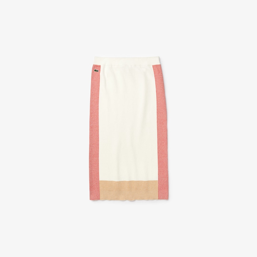 Falda Lacoste Colorblock Pencil Mujer Blancos Marrom Claro Rojos | GF8-04710K6