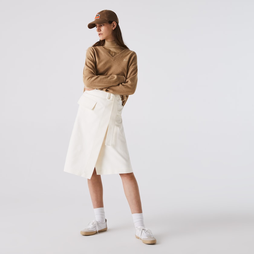Falda Lacoste Cotton And Wool Wrap Mujer Blancos | HV2-38833P9