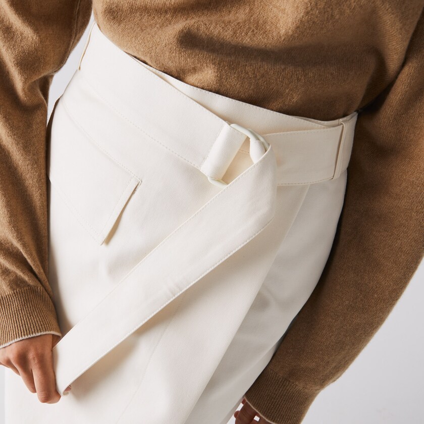 Falda Lacoste Cotton And Wool Wrap Mujer Blancos | HV2-38833P9