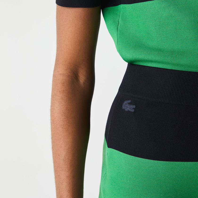 Falda Lacoste LIVE Long Striped Knit Mujer Verdes Azul Marino Azules | ET5-33643U6