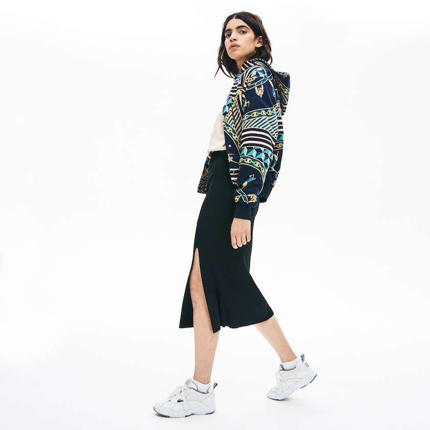 Falda Lacoste LIVE Slit-Front Knit Mujer Negros | VM0-48984O4