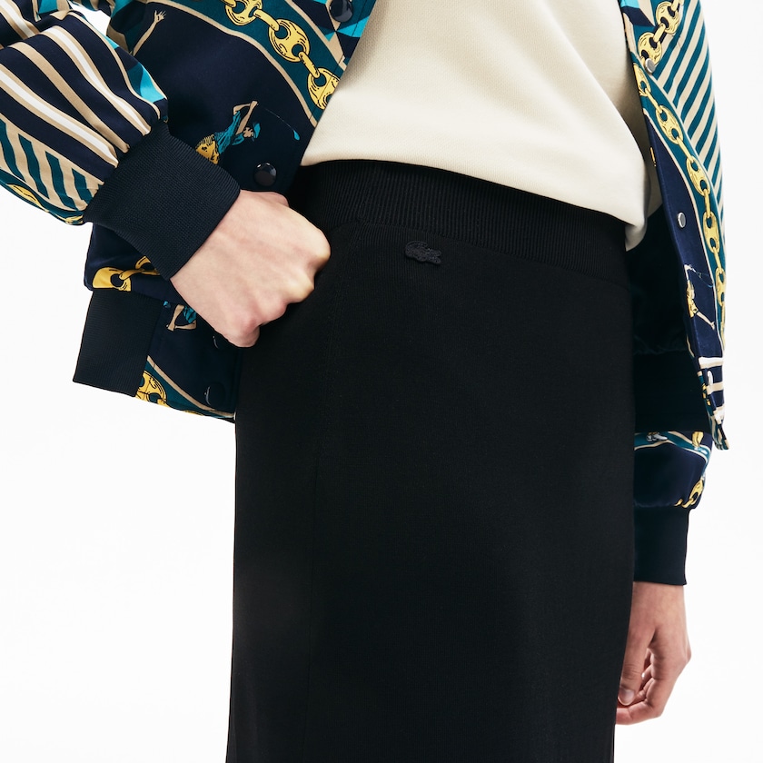 Falda Lacoste LIVE Slit-Front Knit Mujer Negros | VM0-48984O4
