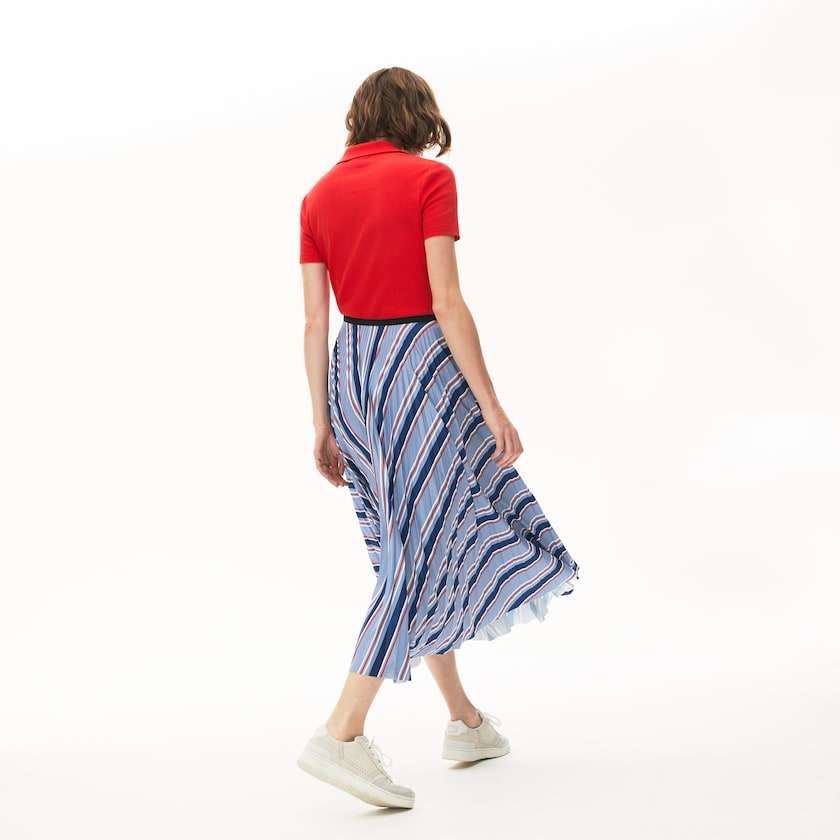 Falda Lacoste MultiColor Striped Pleated Mujer Morados Azul Marino Azules Blancos Rojos | BG8-03180K7