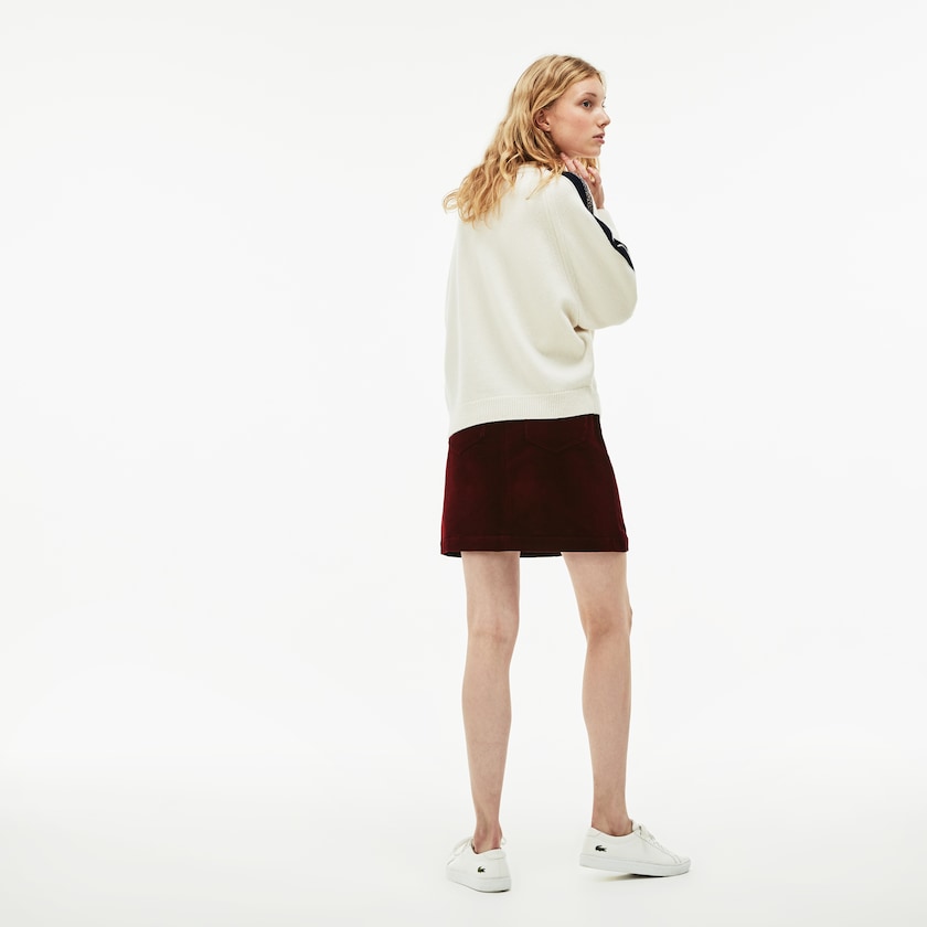 Falda Lacoste Ribbed Stretch Velour A-Line Mujer Marrom | QZ6-94299Q3
