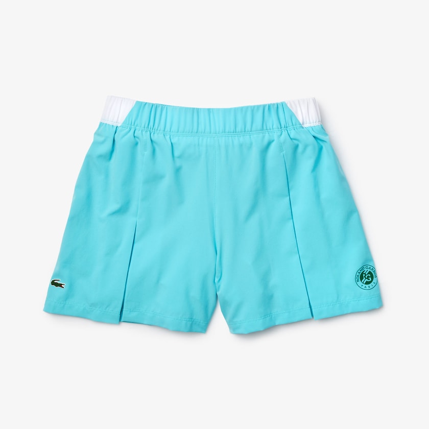 Falda Lacoste SPORT Roland Garros Culotte Mujer Turquesa Blancos Verdes | KT4-37313K1