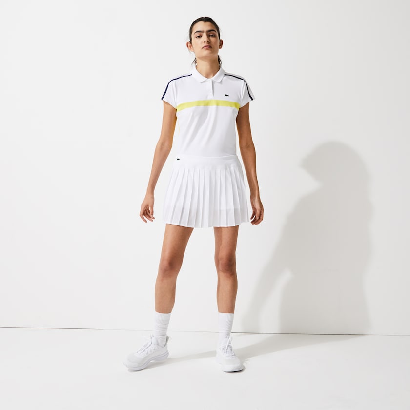 Falda Lacoste SPORT Ultra Dry Pleated Tennis Mujer Blancos | MY6-02080X8