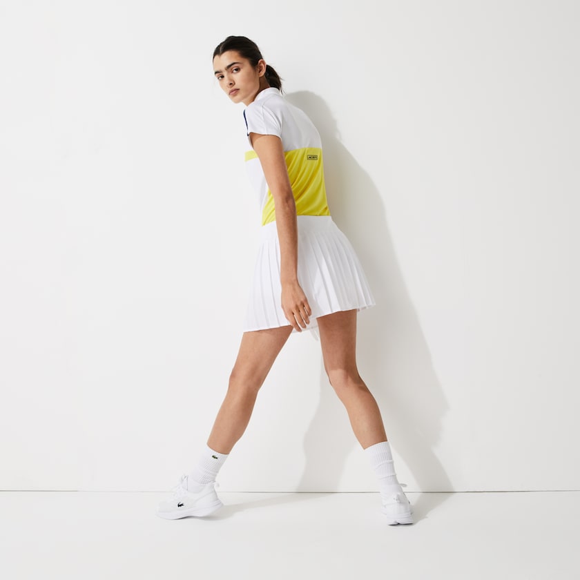 Falda Lacoste SPORT Ultra Dry Pleated Tennis Mujer Blancos | MY6-02080X8