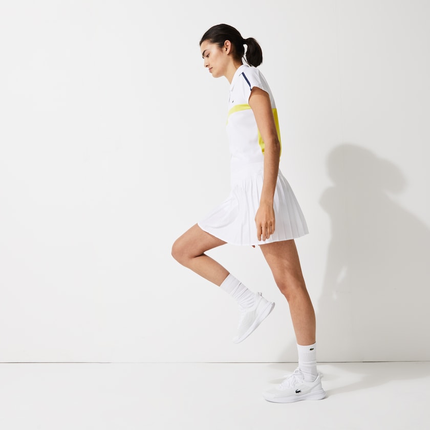 Falda Lacoste SPORT Ultra Dry Pleated Tennis Mujer Blancos | MY6-02080X8
