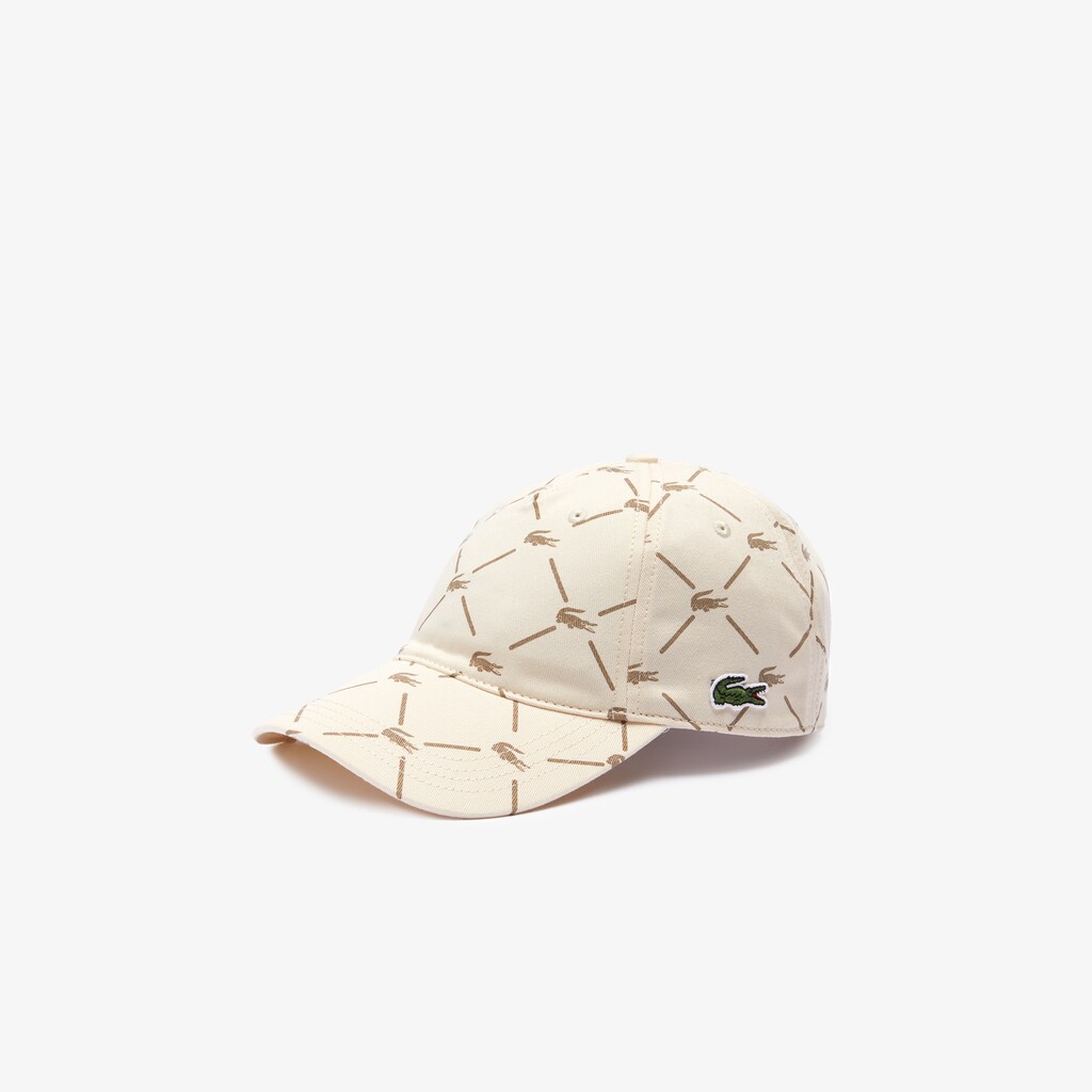 Gorras Lacoste LIVE Monogram Printed Cotton Hombre Beige | UQ1-57205T6