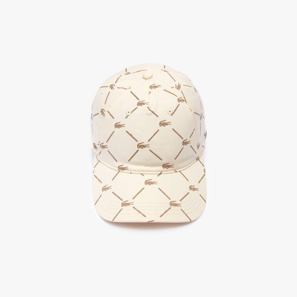 Gorras Lacoste LIVE Monogram Printed Cotton Hombre Beige | UQ1-57205T6