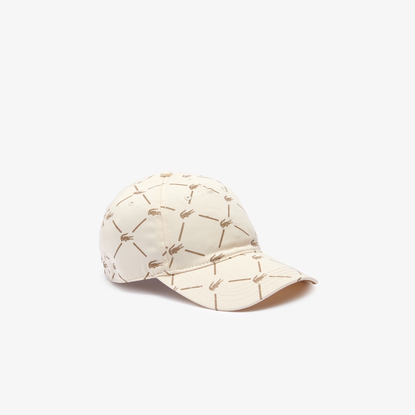 Gorras Lacoste LIVE Monogram Printed Cotton Hombre Beige | UQ1-57205T6