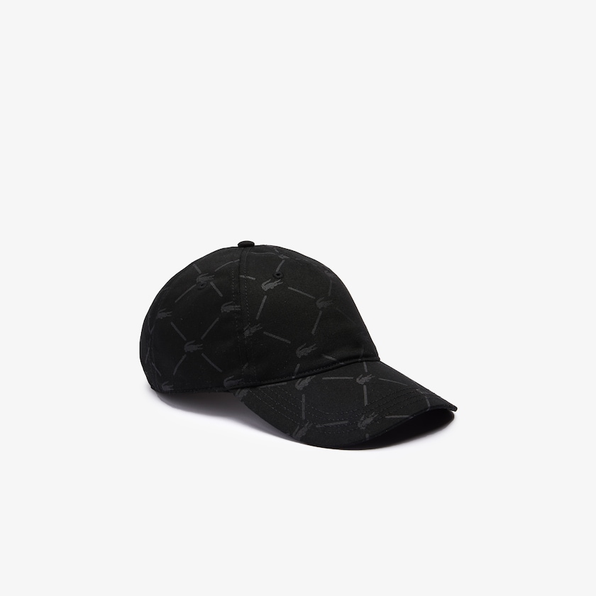 Gorras Lacoste LIVE Monogram Printed Cotton Hombre Negros | KU5-10071F4