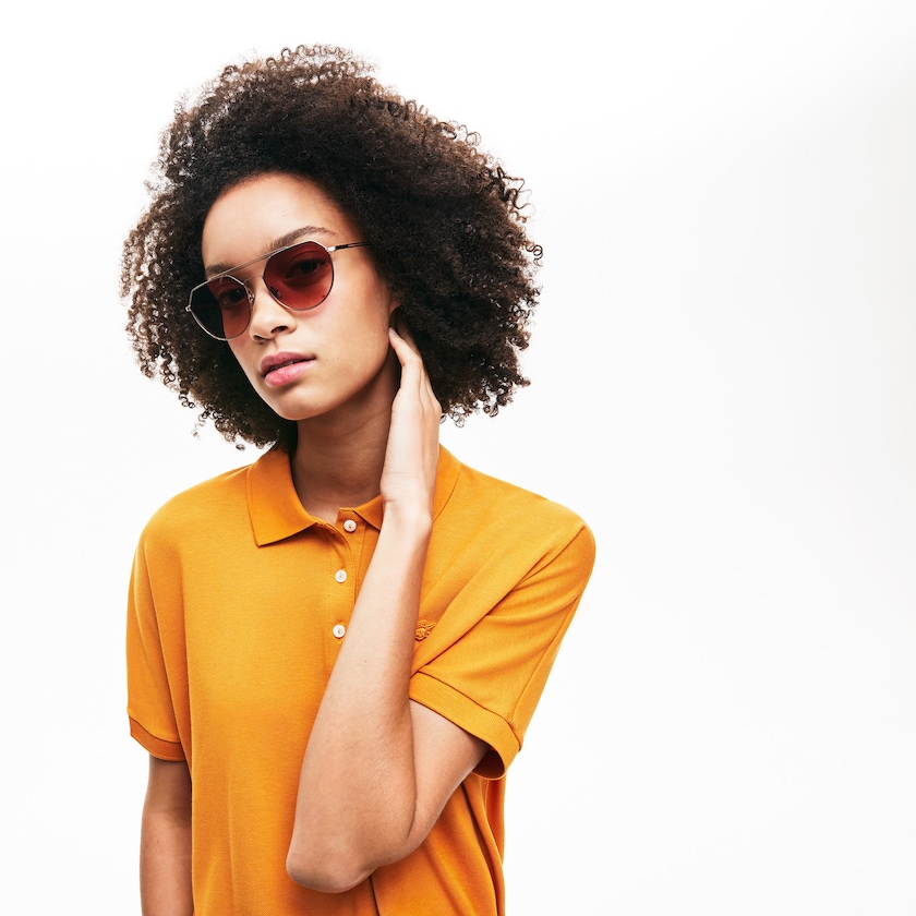 Lentes de Sol Lacoste Oval Metal Paris Collection Mujer Dorados Oscuro | UK7-93429N8