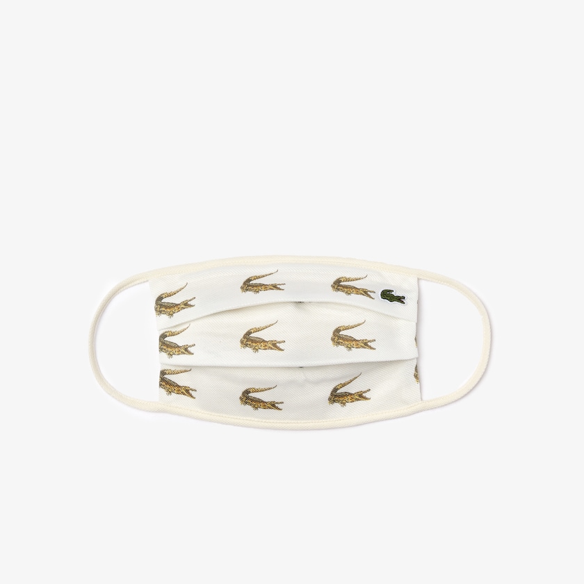 Mascarillas Lacoste L.12.12 Croc Print Face in Cotton Piqué Mujer Blancos | SW0-17641H9