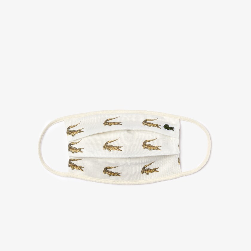 Mascarillas Lacoste L.12.12 Croc Print Face in Cotton Piqué Hombre Blancos | TN2-92429X2