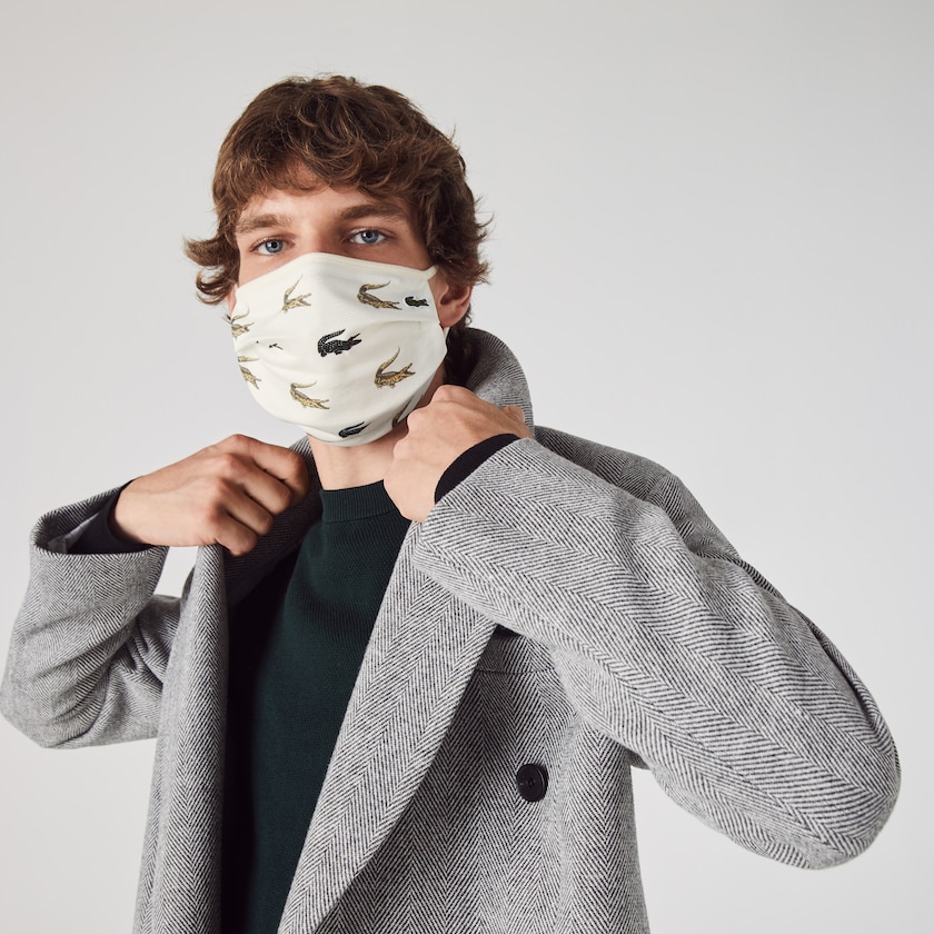 Mascarillas Lacoste L.12.12 Croc Print Face in Cotton Piqué Hombre Blancos | TN2-92429X2