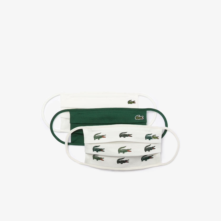 Mascarillas Lacoste L.12.12 Pack of 3 Face in Cotton Hombre Verdes Blancos | JO3-44064Q4