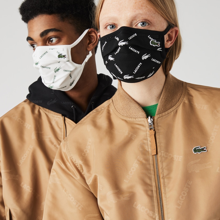 Mascarillas Lacoste L.12.12 Printed Face with Adjustable Strap Mujer Negros Blancos Negros Verdes Blancos | YT3-77997R6