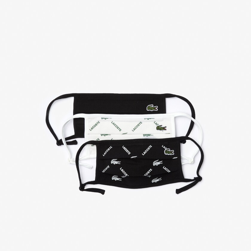 Mascarillas Lacoste L.12.12 Printed Face with Adjustable Strap Hombre Negros Blancos Negros Verdes Blancos | YC8-71127K3
