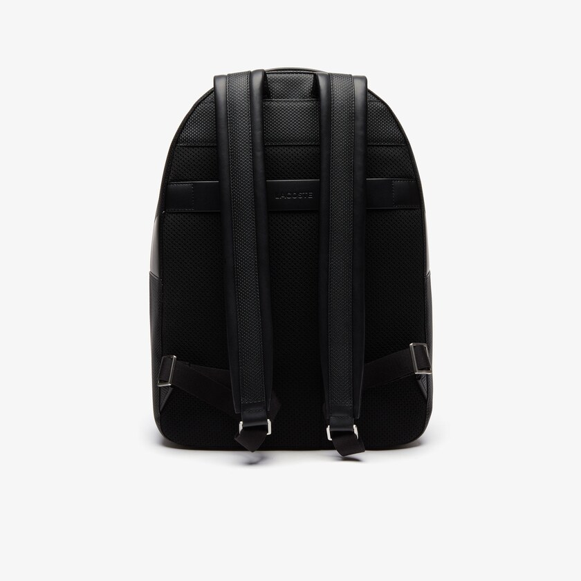 Mochilas Lacoste Hombre Negros Chantaco Soft Cuero Zip XZ0-76397Z1