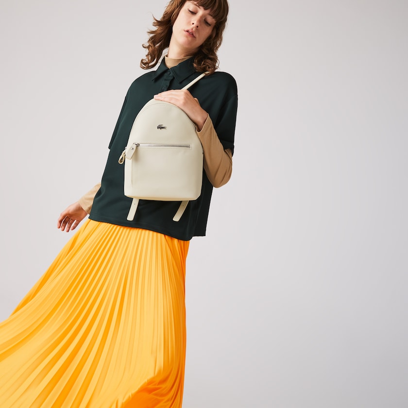 Mochilas Lacoste Daily Classic Coated Piqué Canvas Mujer Kaki Verdes | BB6-42474E9