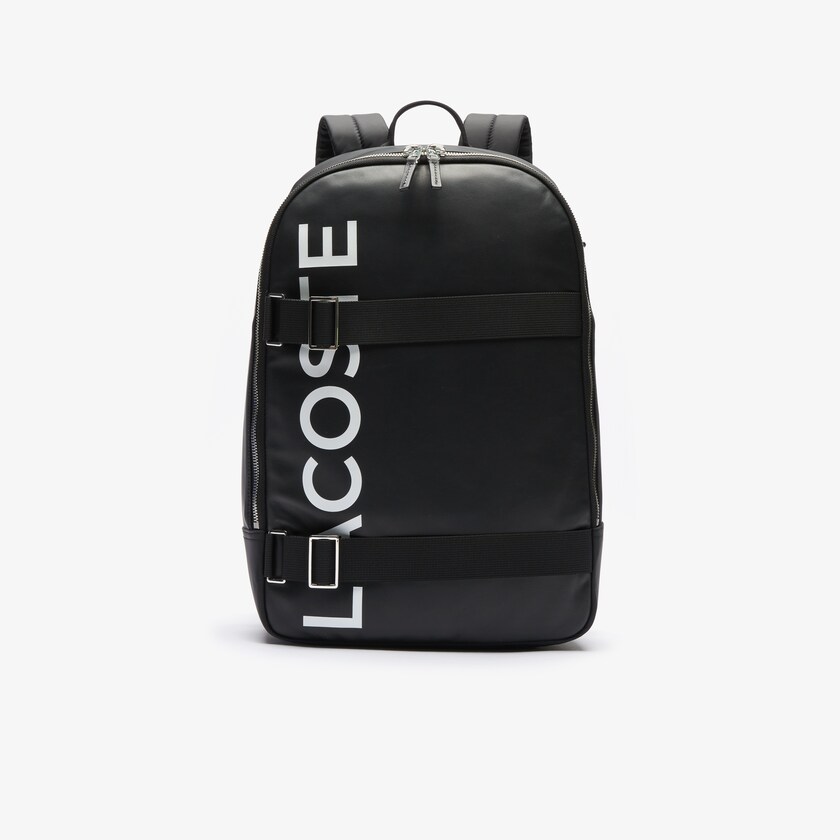 Mochilas Lacoste Hombre Negros Blancos L.12.12 Branded And Strap BU9-66276E0