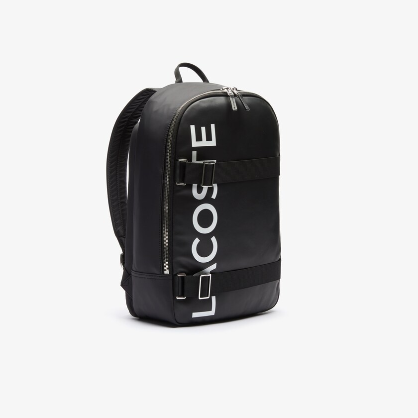 Mochilas Lacoste Hombre Negros Blancos L.12.12 Branded And Strap BU9-66276E0