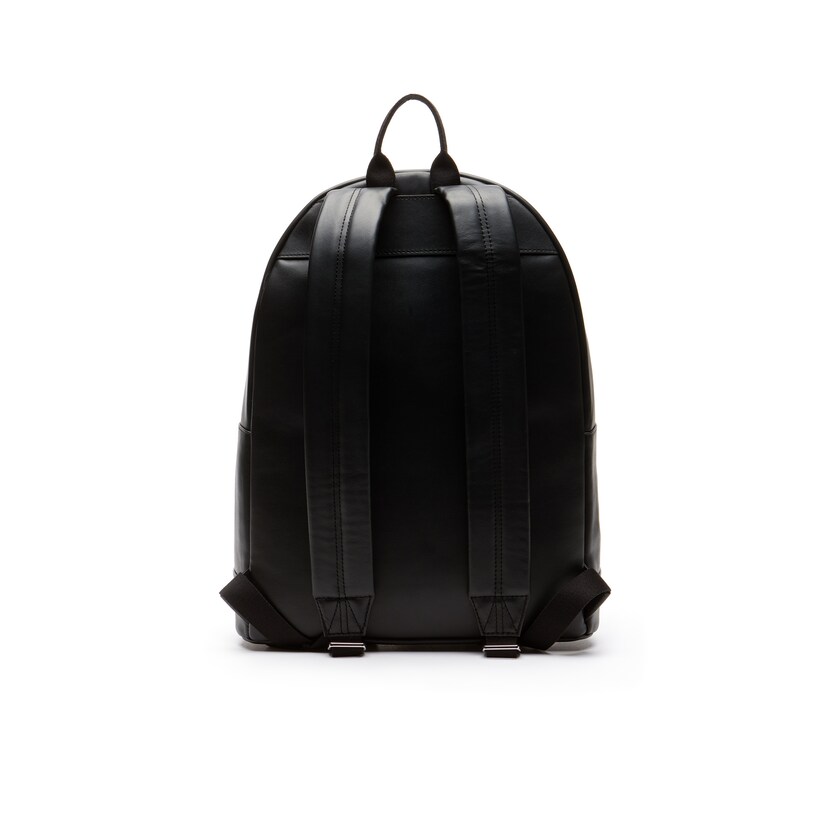 Mochilas Lacoste Hombre Negros L.12.12 Casual Embossed Lettering Cuero BG5-53145G0