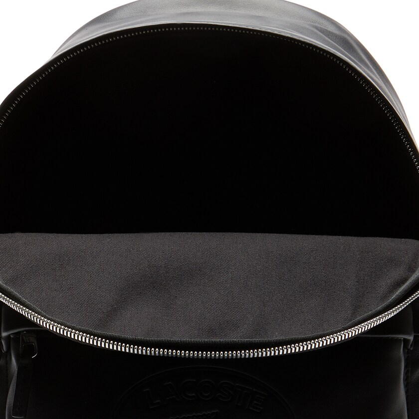 Mochilas Lacoste Hombre Negros L.12.12 Casual Embossed Lettering Cuero BG5-53145G0