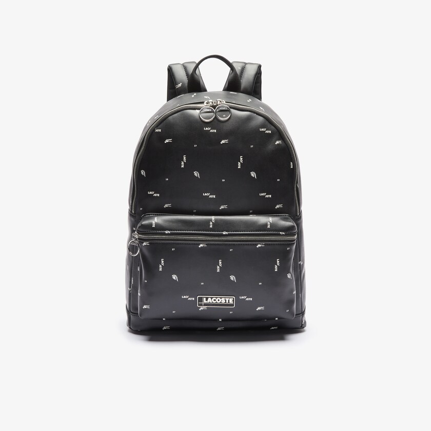 Mochilas Lacoste Hombre Negros LCST Printed Coated Canvas BQ6-31703M8