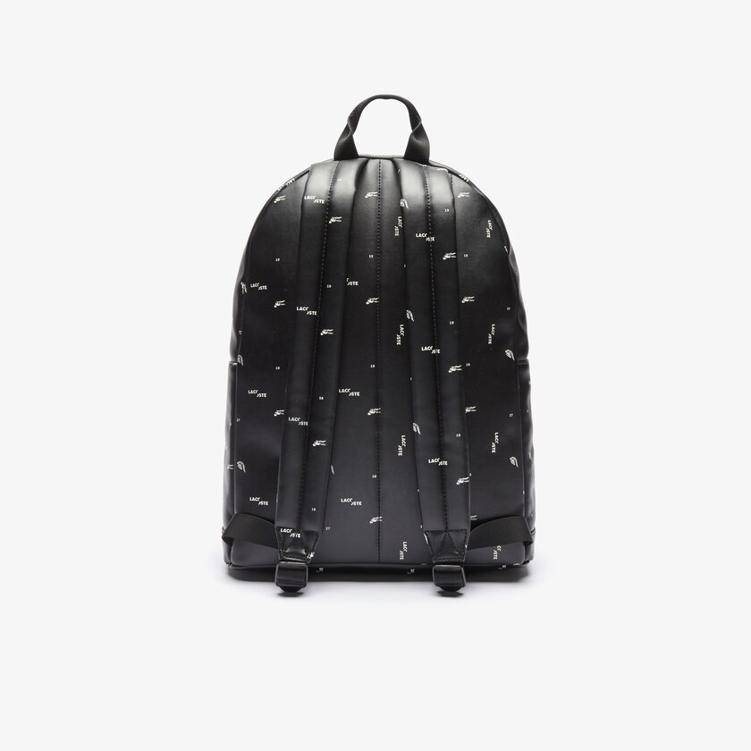 Mochilas Lacoste Hombre Negros LCST Printed Coated Canvas BQ6-31703M8